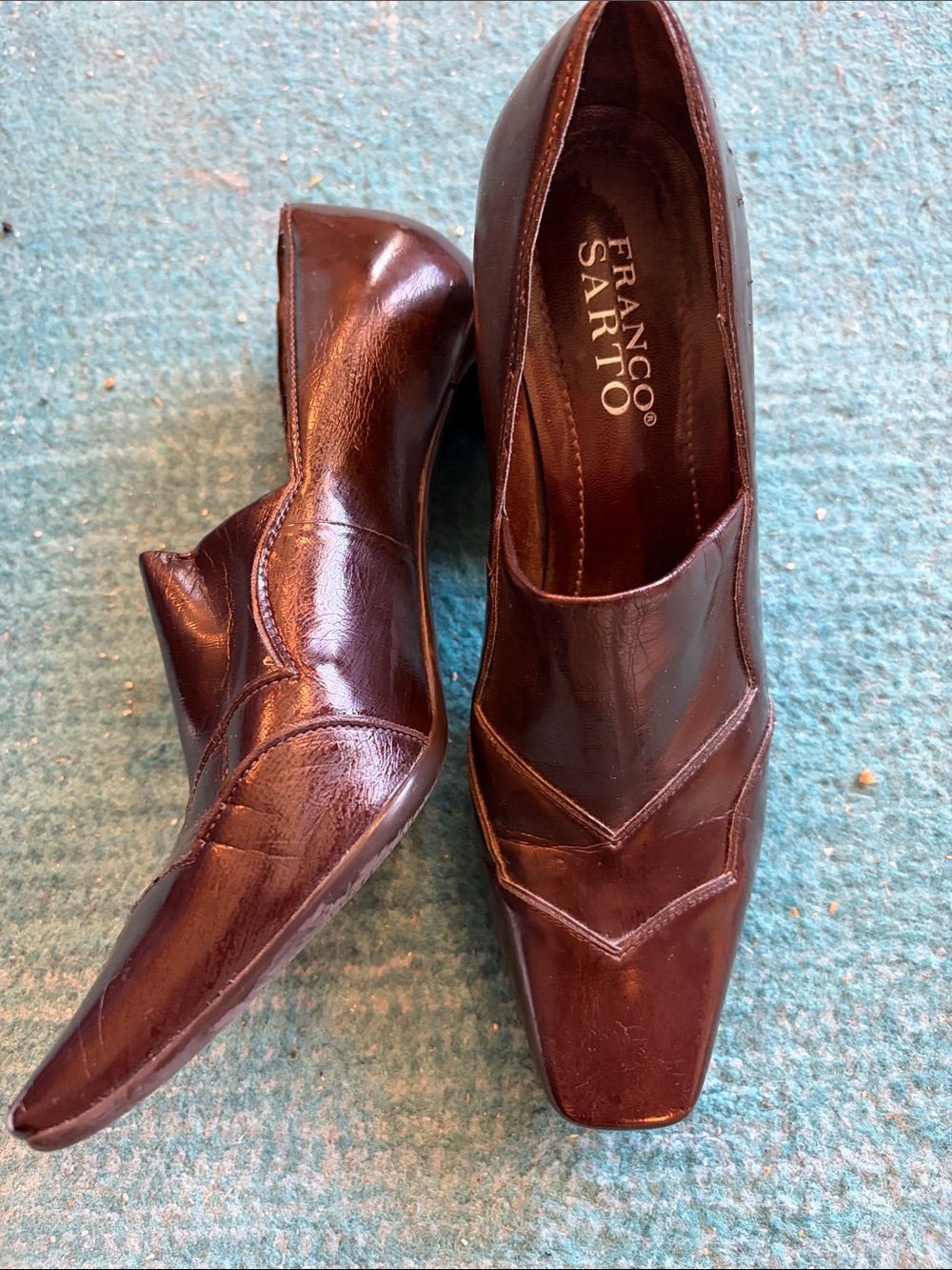 Franco Sarto Women’s Dark Brown Pointed Toe Leather Oxfords
